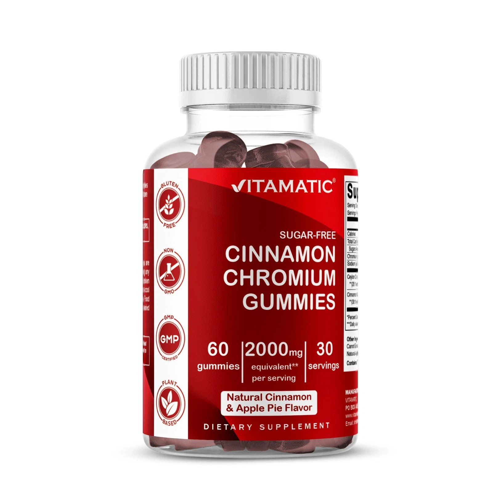 Vitamatic Sugar Free Chromium with Ceylon Cinnamon - 2000 mg 60 Vegan Gummies