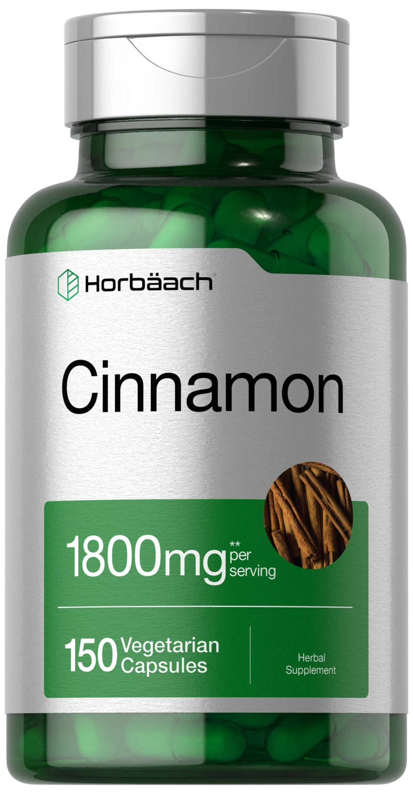 Cinnamon Capsules 1800mg | 150 Count | Vegetarian, Non-GMO | by Horbaach