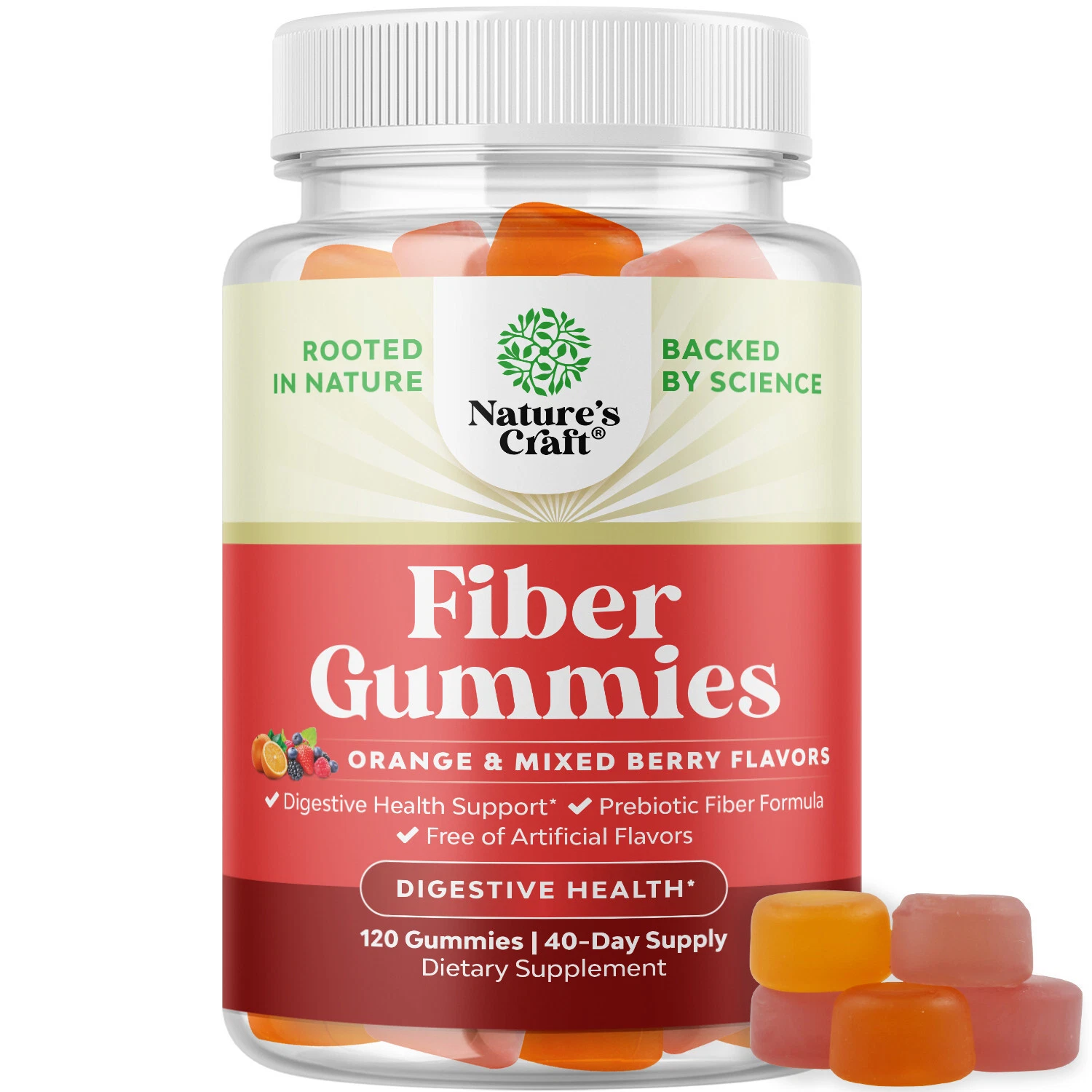 Tasty Prebiotic Fiber Gummies for Adults - High Fiber Supplement 120ct