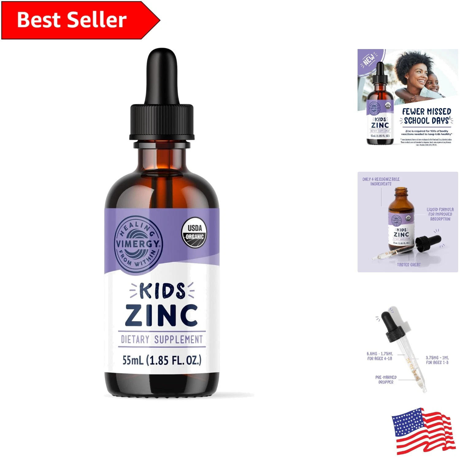 Premium Liquid Zinc Formula for Kids | Bone & Cognitive Function Support