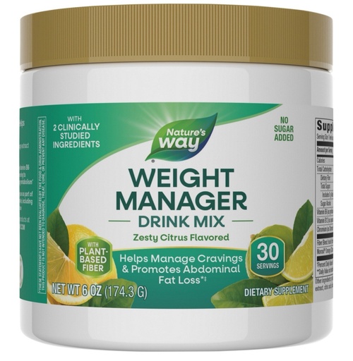 [406001590313] Natures Way Weight Manager Powder Drink Mix For Fat Loss & Cravings, Citrus, 6oz