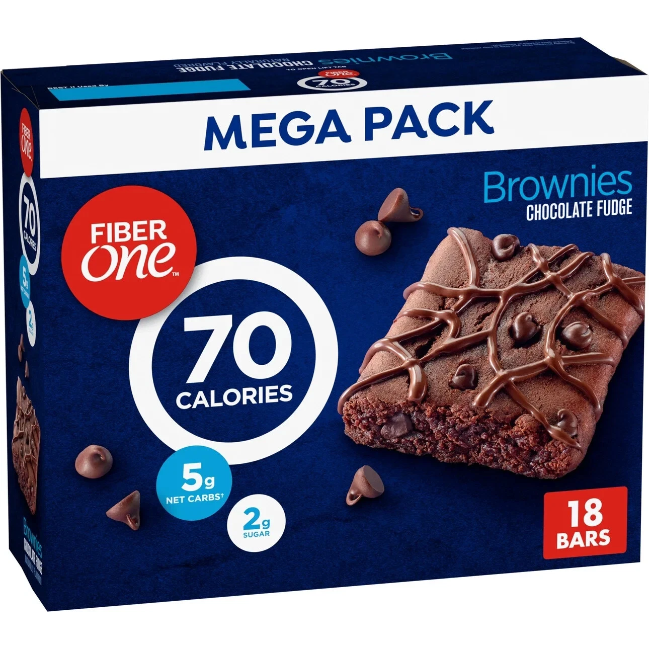 Fiber One 70 Calorie Brownies, Chocolate Fudge, Snack Bars, 18 Bars, 16 oz