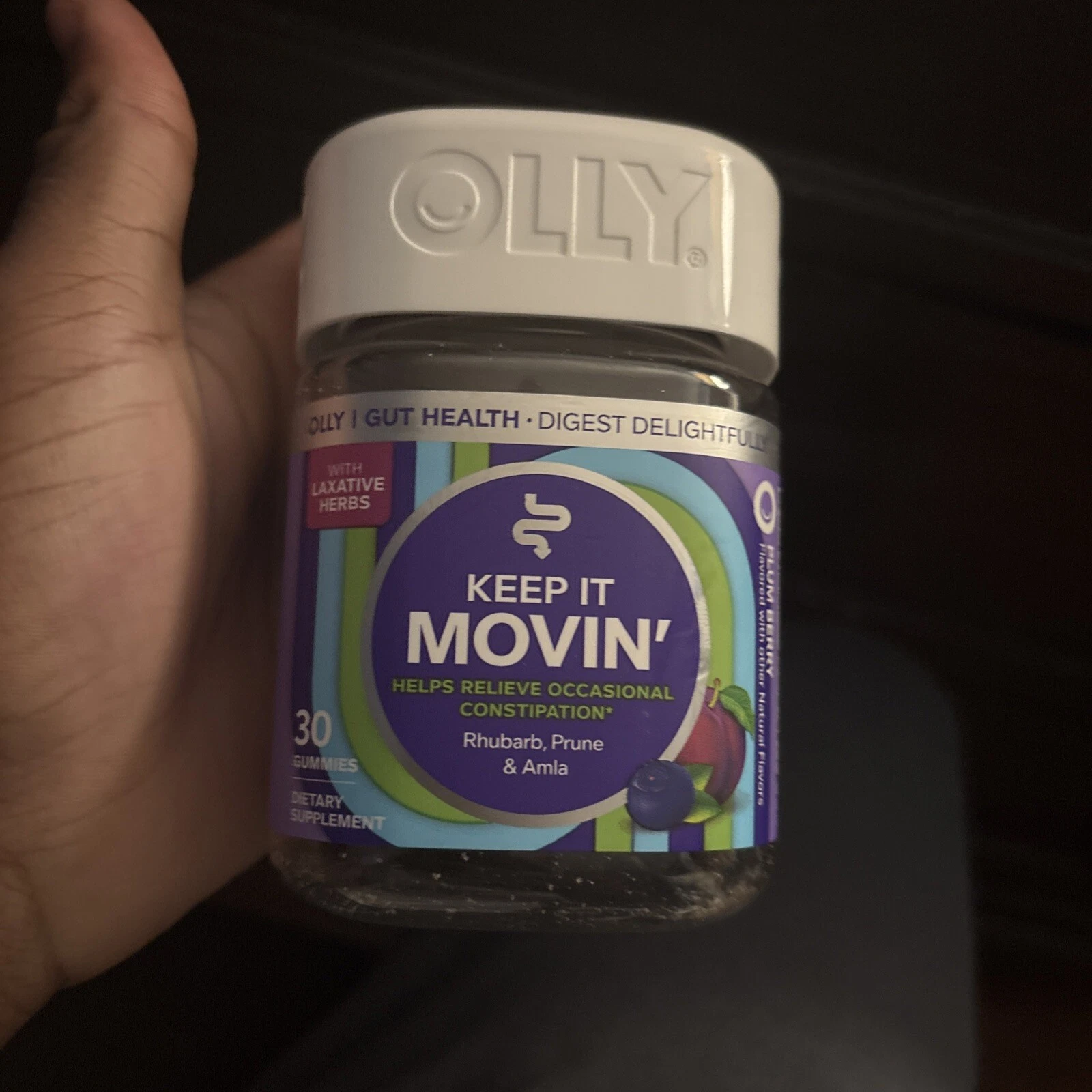 OLLY Keep It Movin Laxative Gummies Fruit Flavor 30 Count Digestive Relief