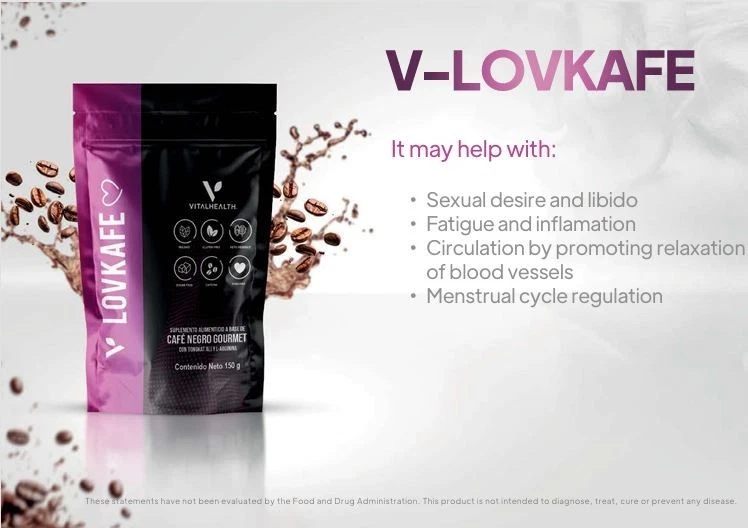 Vital Health V-LOVKAFE Gourmet Dark Roast Coffee with L-Arginine 5.3 oz