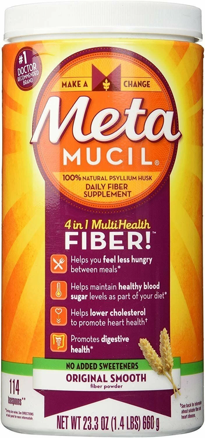 Metamucil 4 in 1 Multi Health Original Smooth Fiber Powder Sugar-Free 114 Count