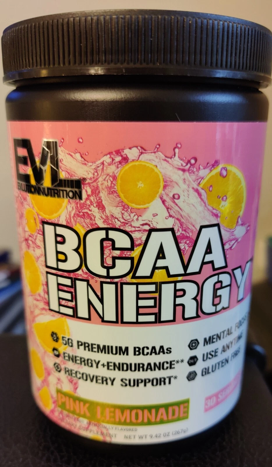 EVL Evlution Nutrition - BCAA Energy Pre Workout Powder for Muscle.Pink Lemonade