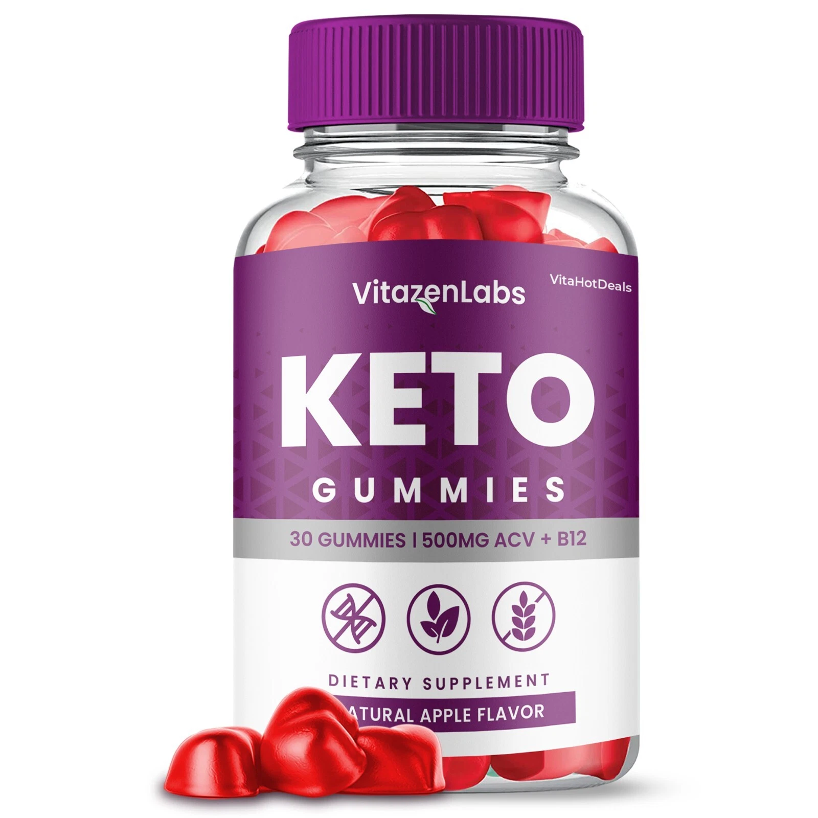 VitazenLabs Keto ACV Gummies, Apple Cider Vinegar, Max Strength Formula (1 Pack)