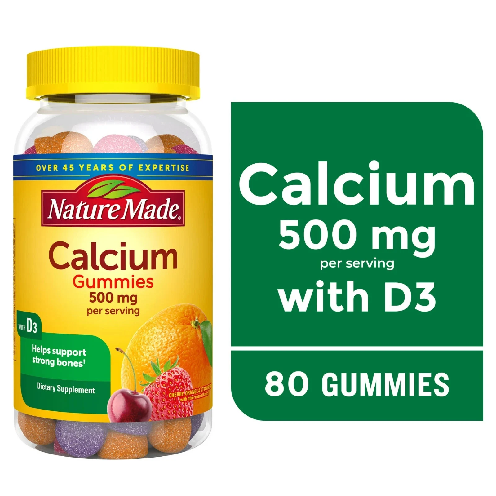 Nature Made Calcium 500 mg with Vitamin D3 Gummies- 80 Count