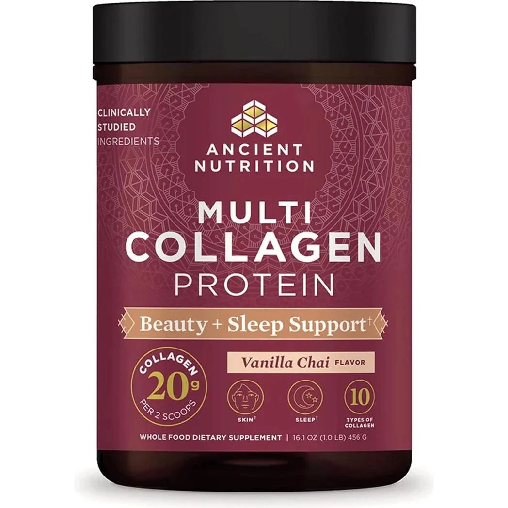Ancient Nutrition Multi Collagen Protein Beauty + Sleep Vanilla Chai 16.1oz