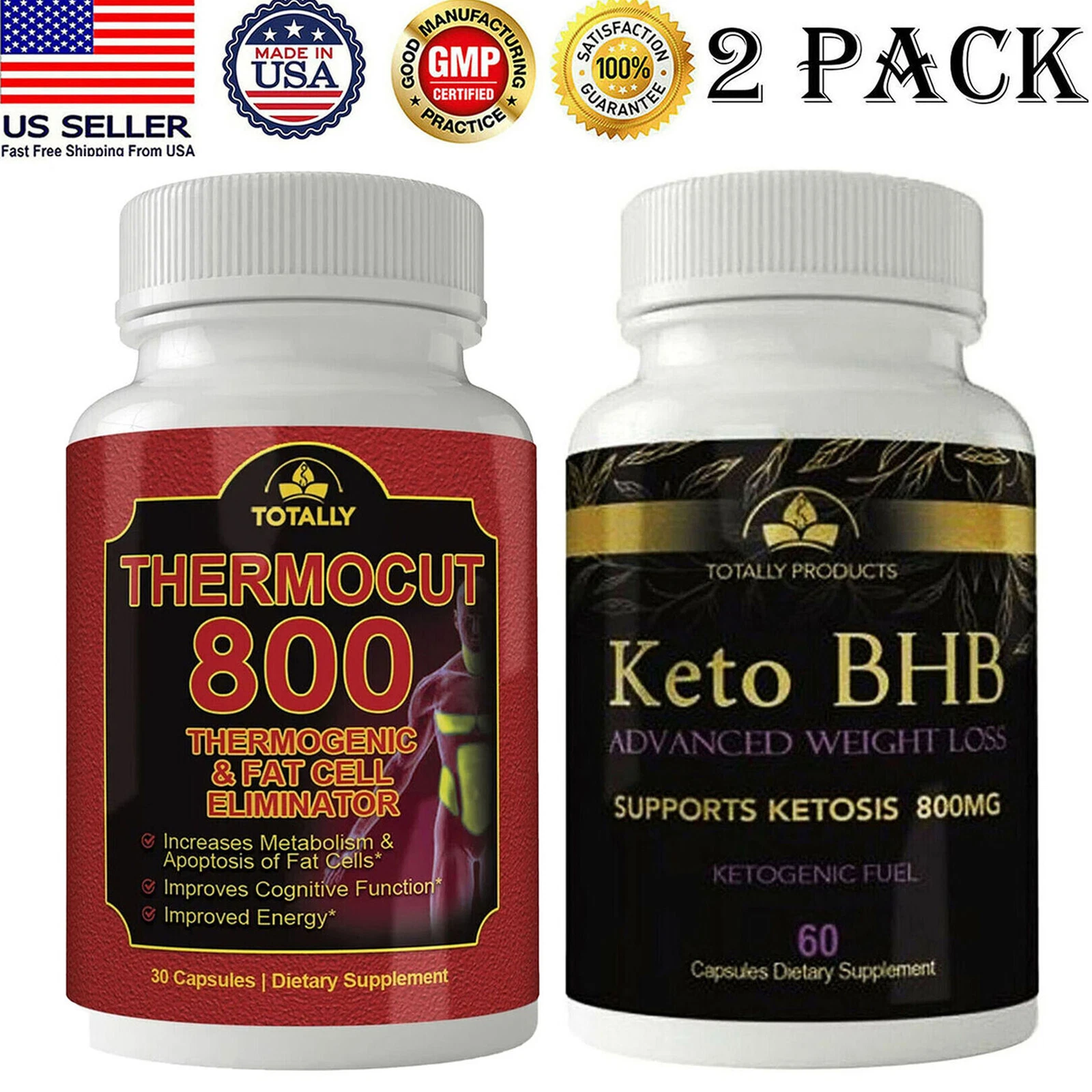 Thermocut Metabolism Boost Fat Burner Pills & Keto BHB Weight Loss Supplement