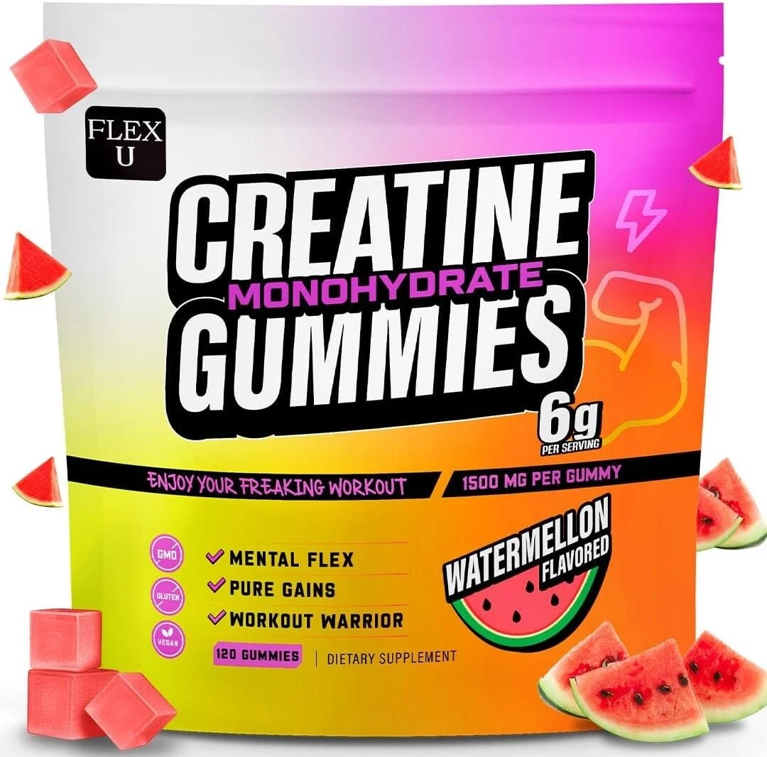 (6g) Creatine Monohydrate Gummies Men Women, Pre Workout Energy Chews Preworkout