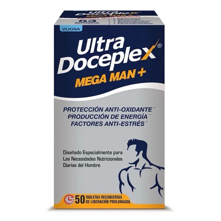 [146540167979] Ultra Doceplex Mega Man+ – 50 Prolonged-Release Tablets – Antioxidant Support, E