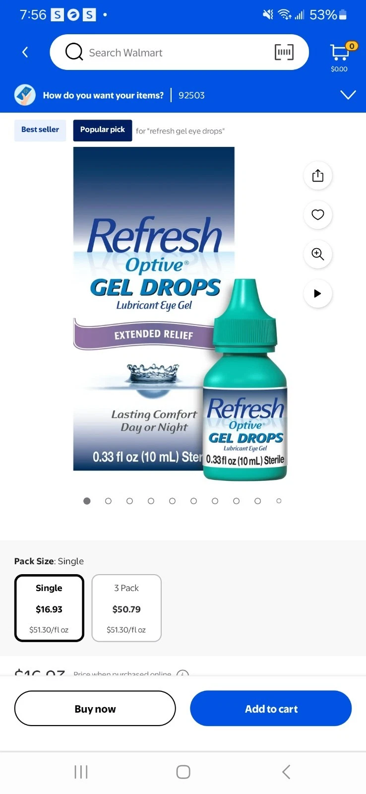 Gel eye drops