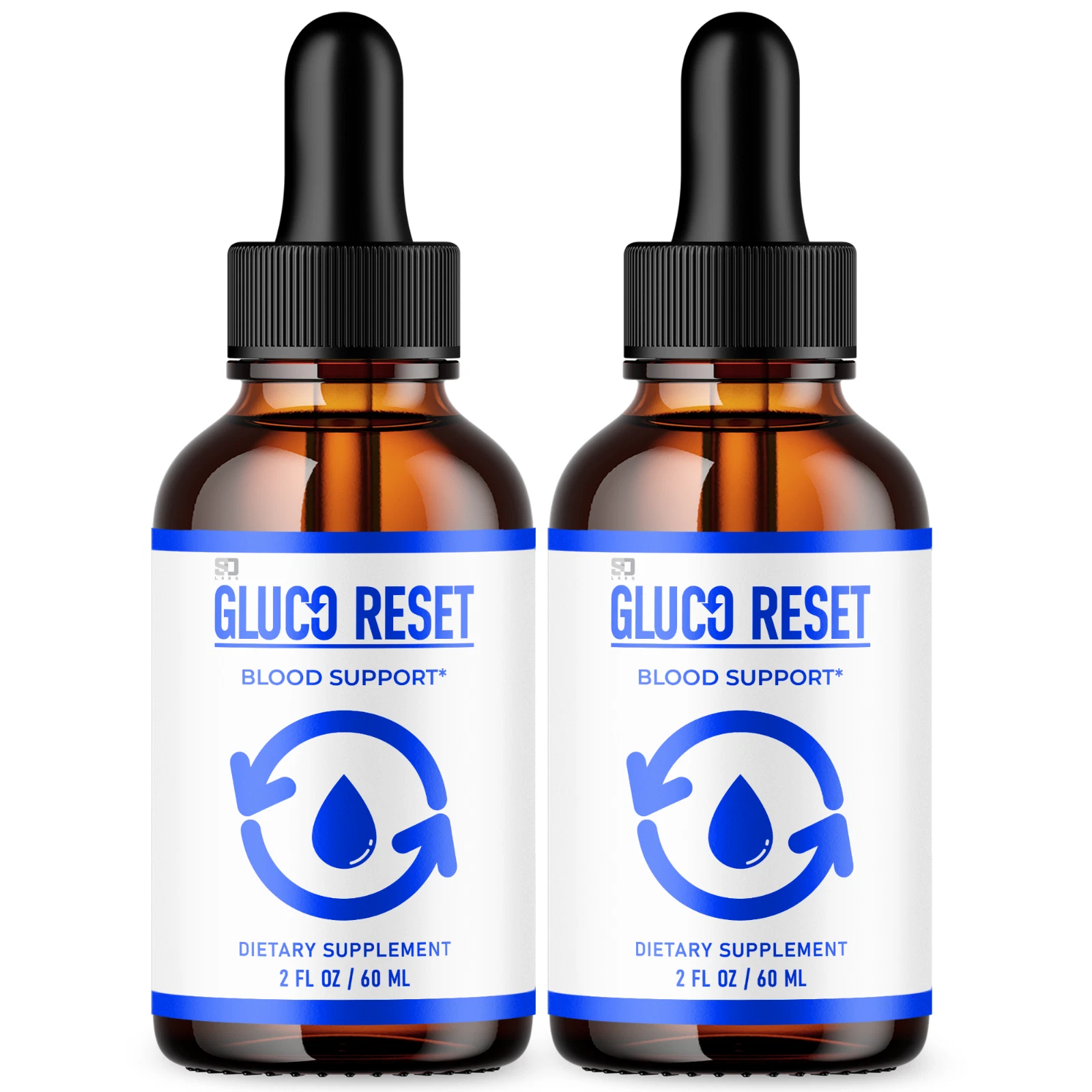 Gluco Reset Advanced Blood Support Drops All Natural Supplement 2oz - 2 Pack