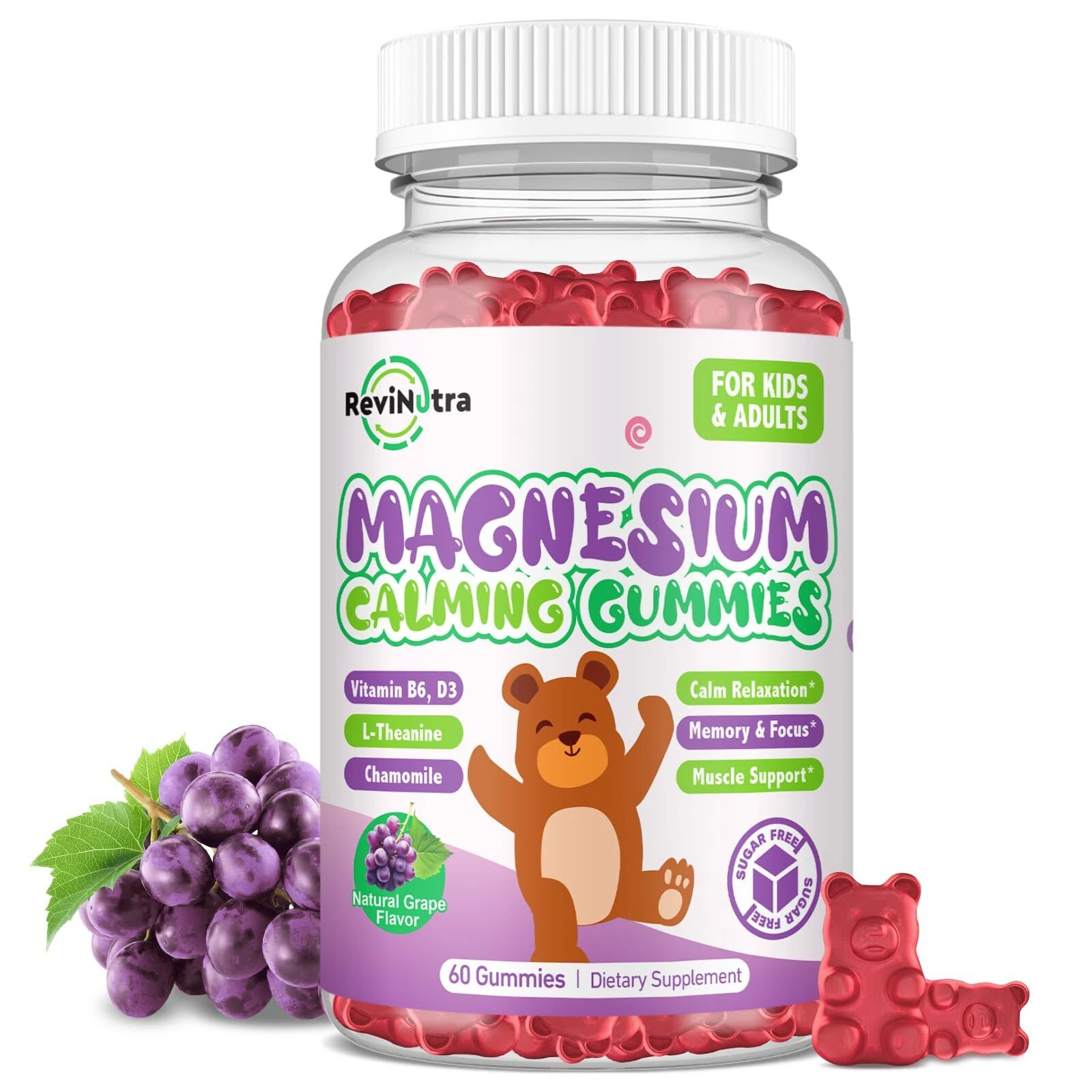 Magnesium Gummies for Kids - Magnesium Glycinate Gummies Supplement with L-Th...