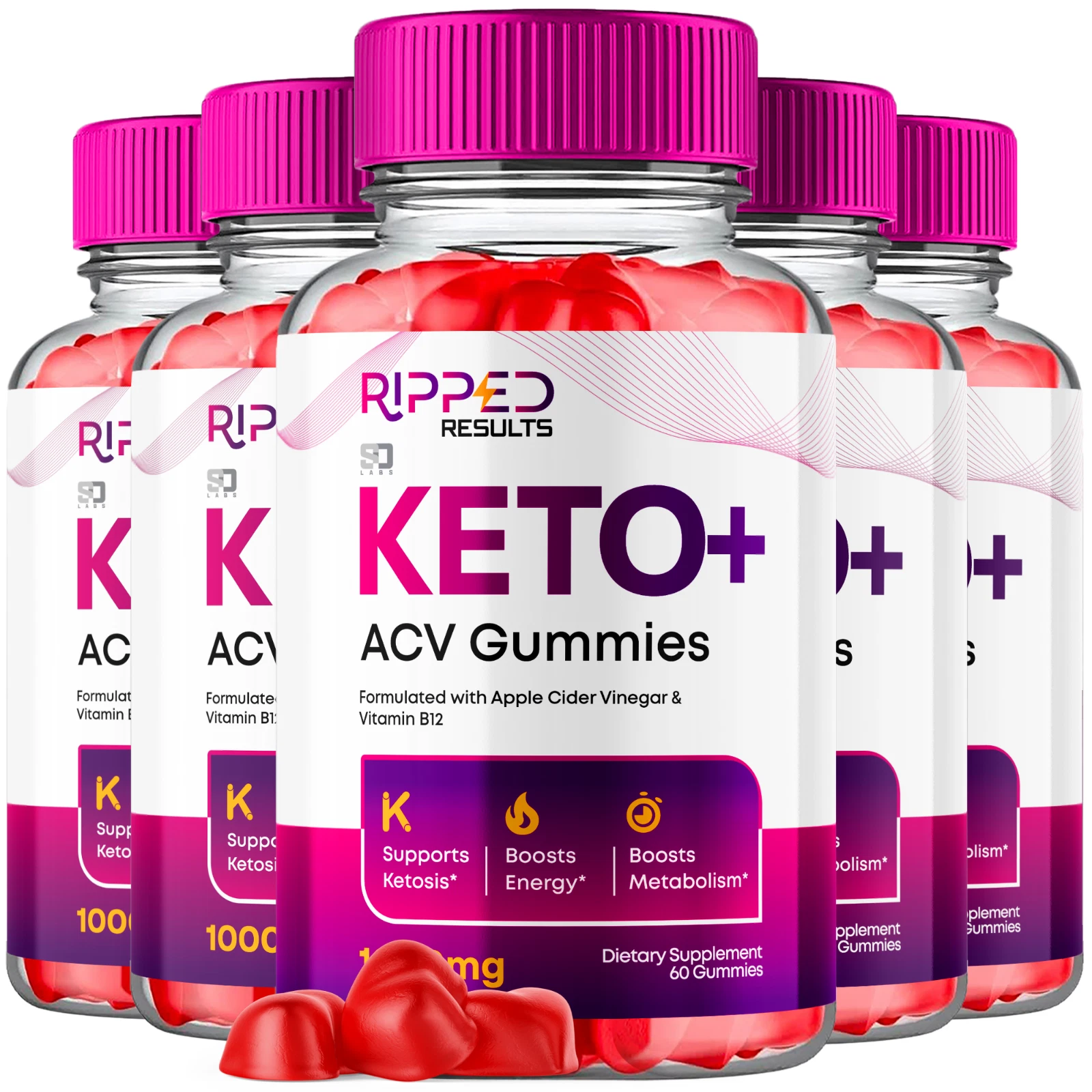 (5 Pack) Ripped Results Keto, RippedResults ACV Weight Loss Gummy (300 Gummies)