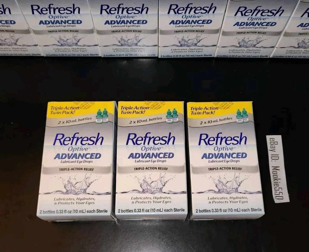 EXP 03/2027+ 3 Lot TWIN Pack Refresh OPTIVE ADVANCED (6 Bottles ×10mL) Eye Drops