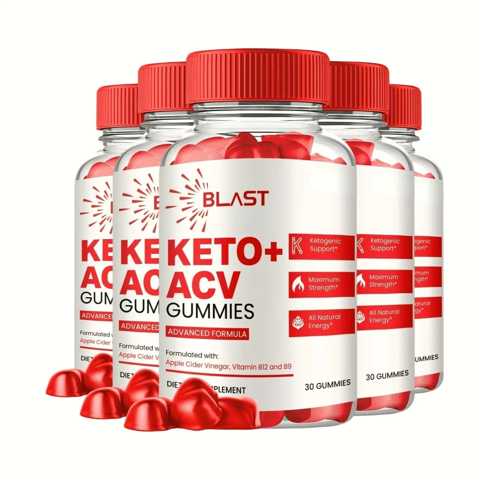 5-Pack Blast Keto ACV Gummies - Blast Keto Gummies for Weight Loss - 300 Gummies