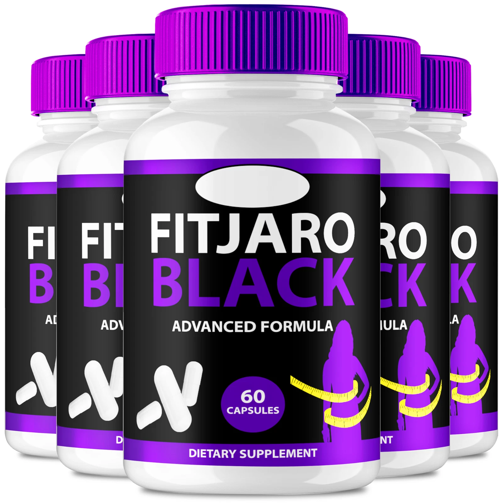 (5 Pack) Fit Jaro Black for Weight loss, Advanced FitJaro Fat Burning Formula