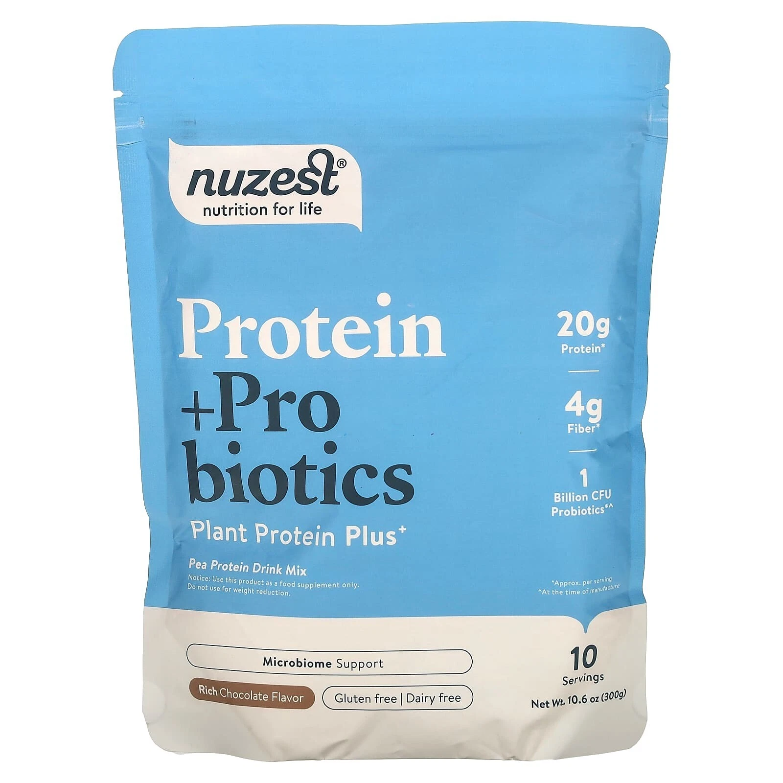 Nuzest Protein + Probiotics, Rich Chocolate Powder, 10.6 oz (300 g) BB 21/09/25