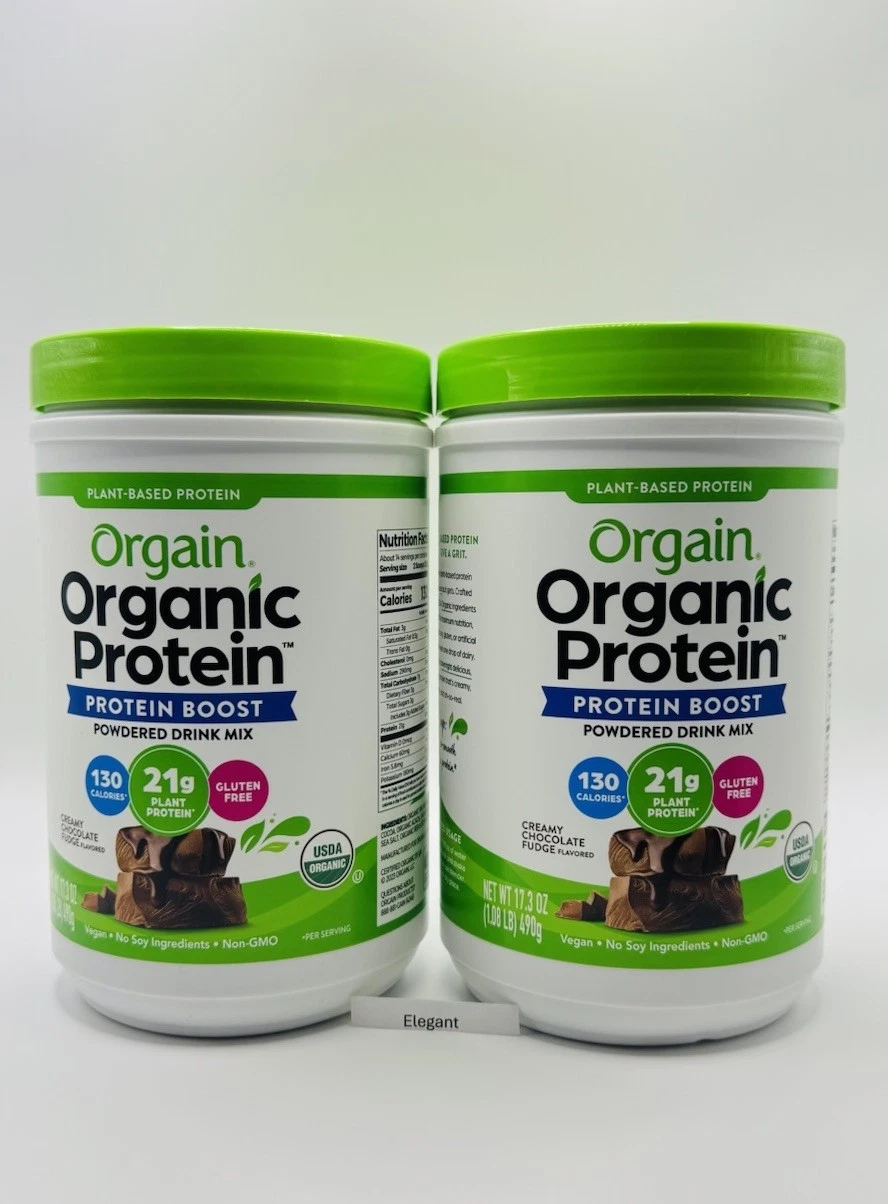 Orgain Organic Protein Boost Powder Plant-Based Creamy Chocolate 1.08LB Each x 2
