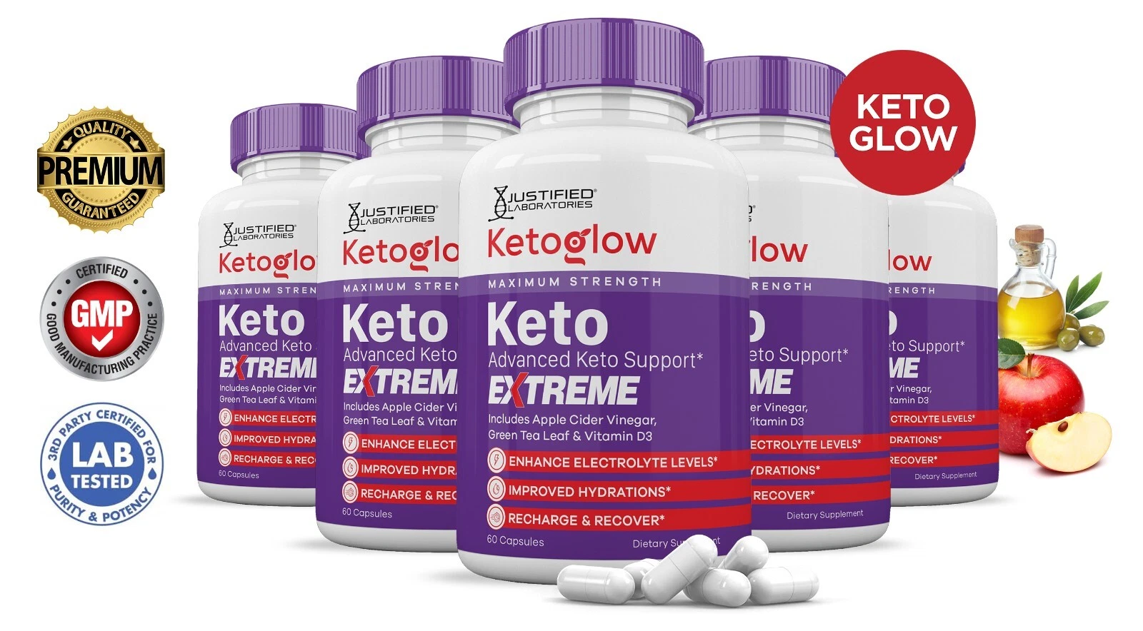 Keto Glow Keto ACV Extreme Pills 1675 MG Stronger Thn Gummy Keto Support 5Pck