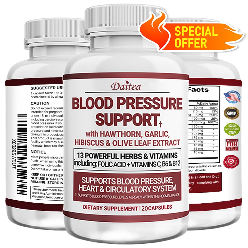 Premium Blood Pressure Support Supplement - Supports Heart Health -30/60120 Caps