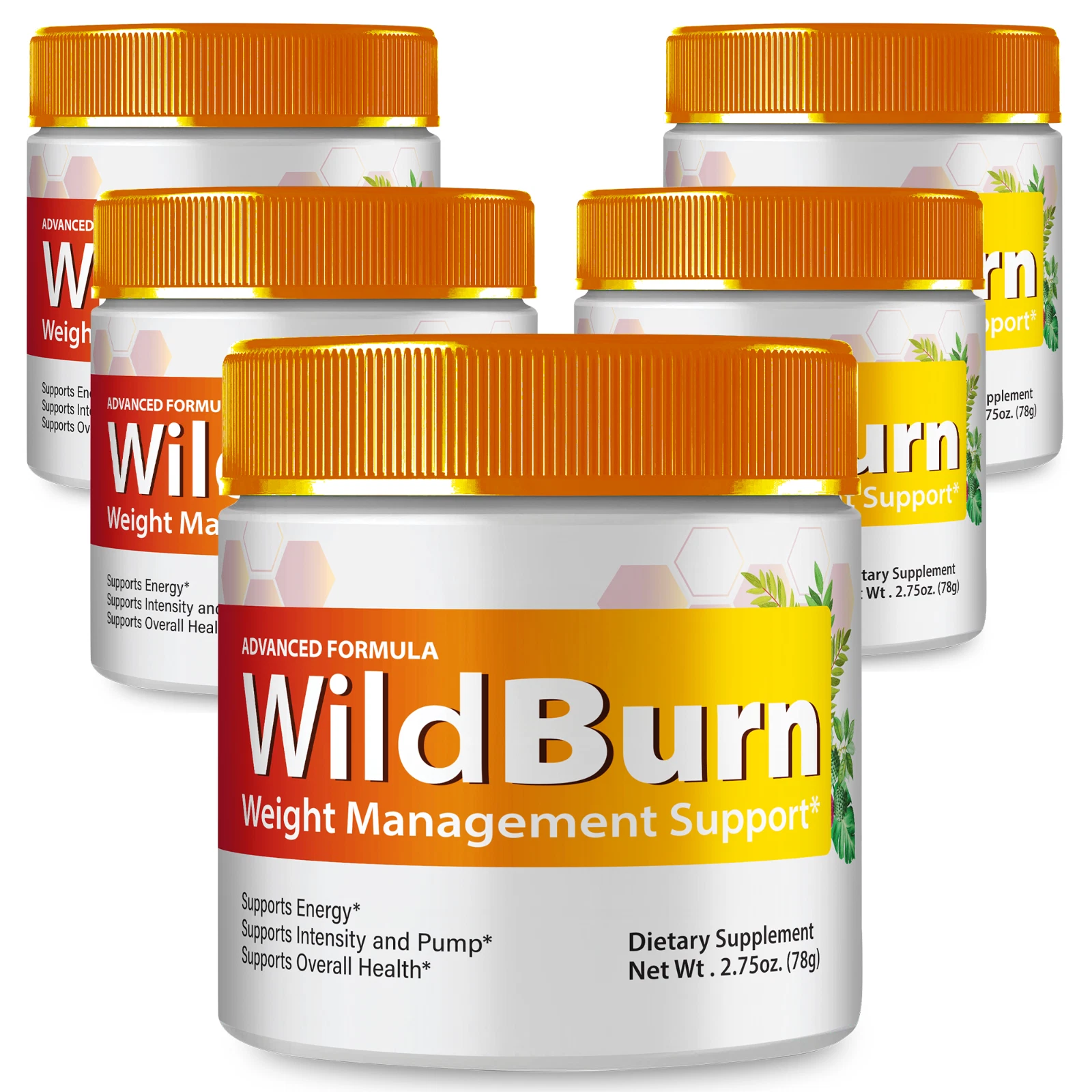 (5 Pack) Wild Burn Advanced Weight Loss Powder for Energy & Fat Burning