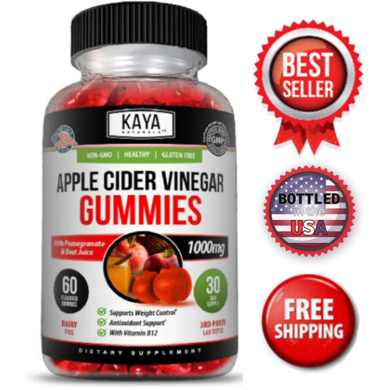 Slimming Apple Cider Vinegar Gummies 60ct Weight Loss Appetite Suppressant