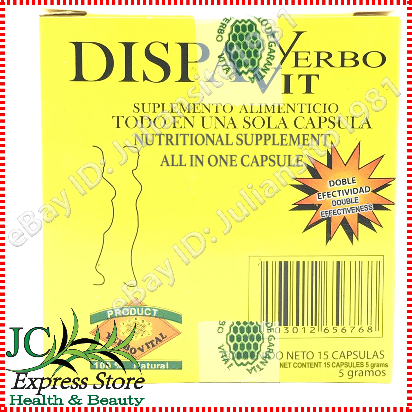 DISPAVIT YERBO DISPAN TODO EN UNA CAPSULA 15 CAPSULAS LOSSE WEIGHT LOWER SUGAR