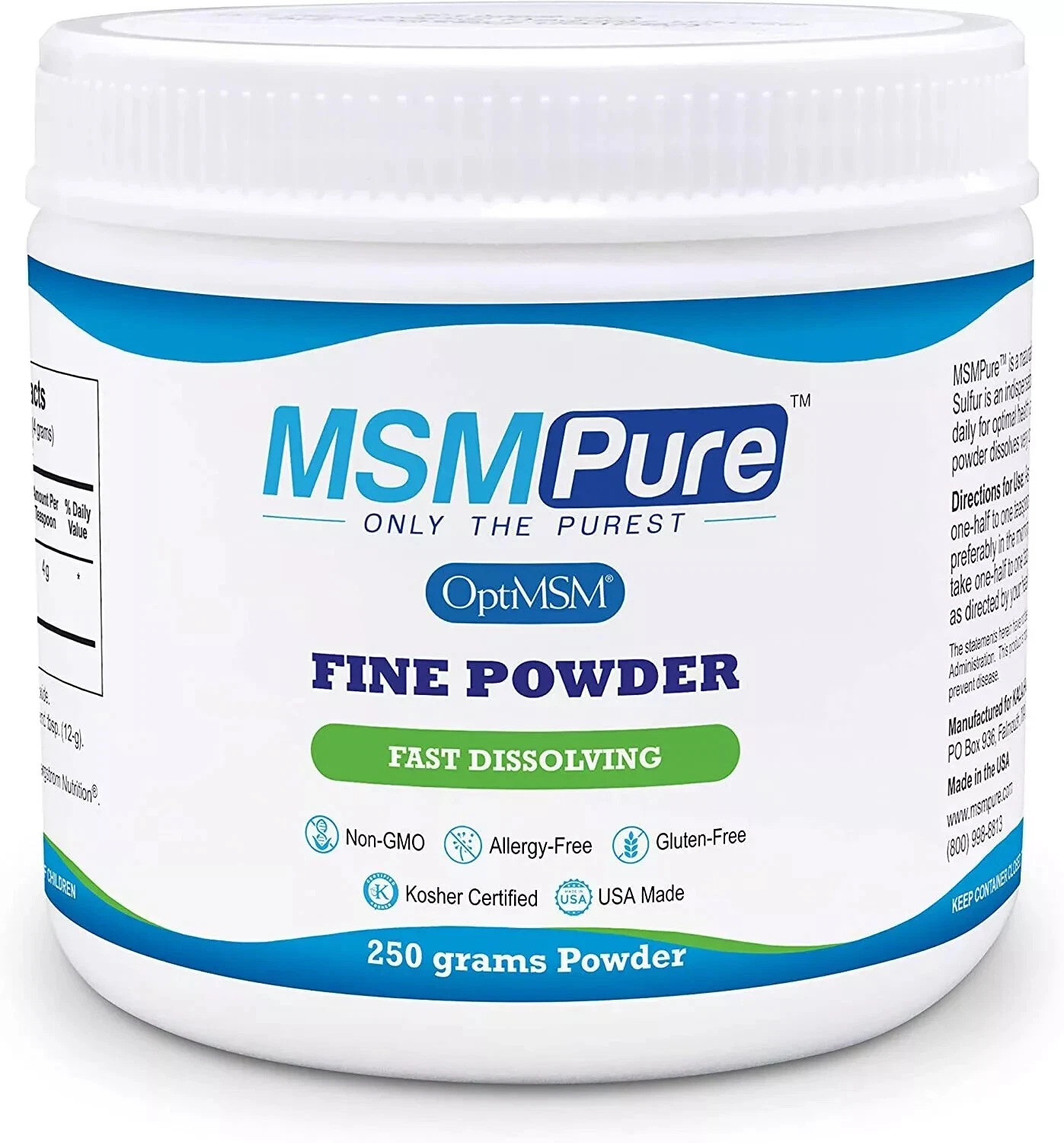 Kala Health MSMPure MSM Fine Powder Fast Dissolving 250 Grams Exp - SEE DESCRIPN