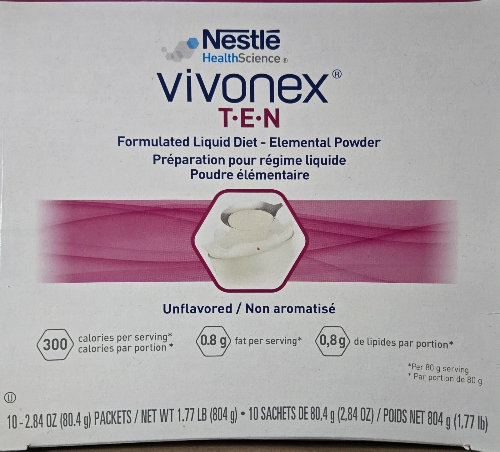 Nestle Vivonex T.E.N Oral Supplement Unflavored 2.84 oz - Box of 7 Packets