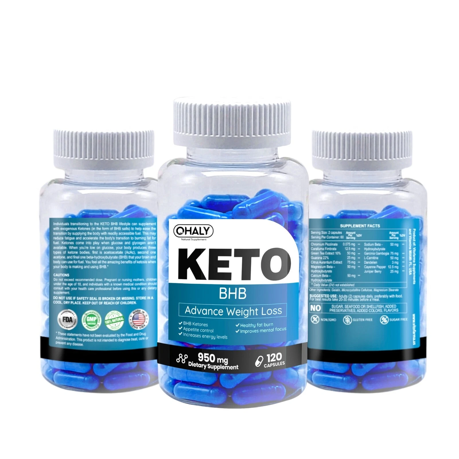 KETO Diet Pills Best Ketogenic Carb Blocker Ketosis Weigth Loss Pills 120 Cáps.