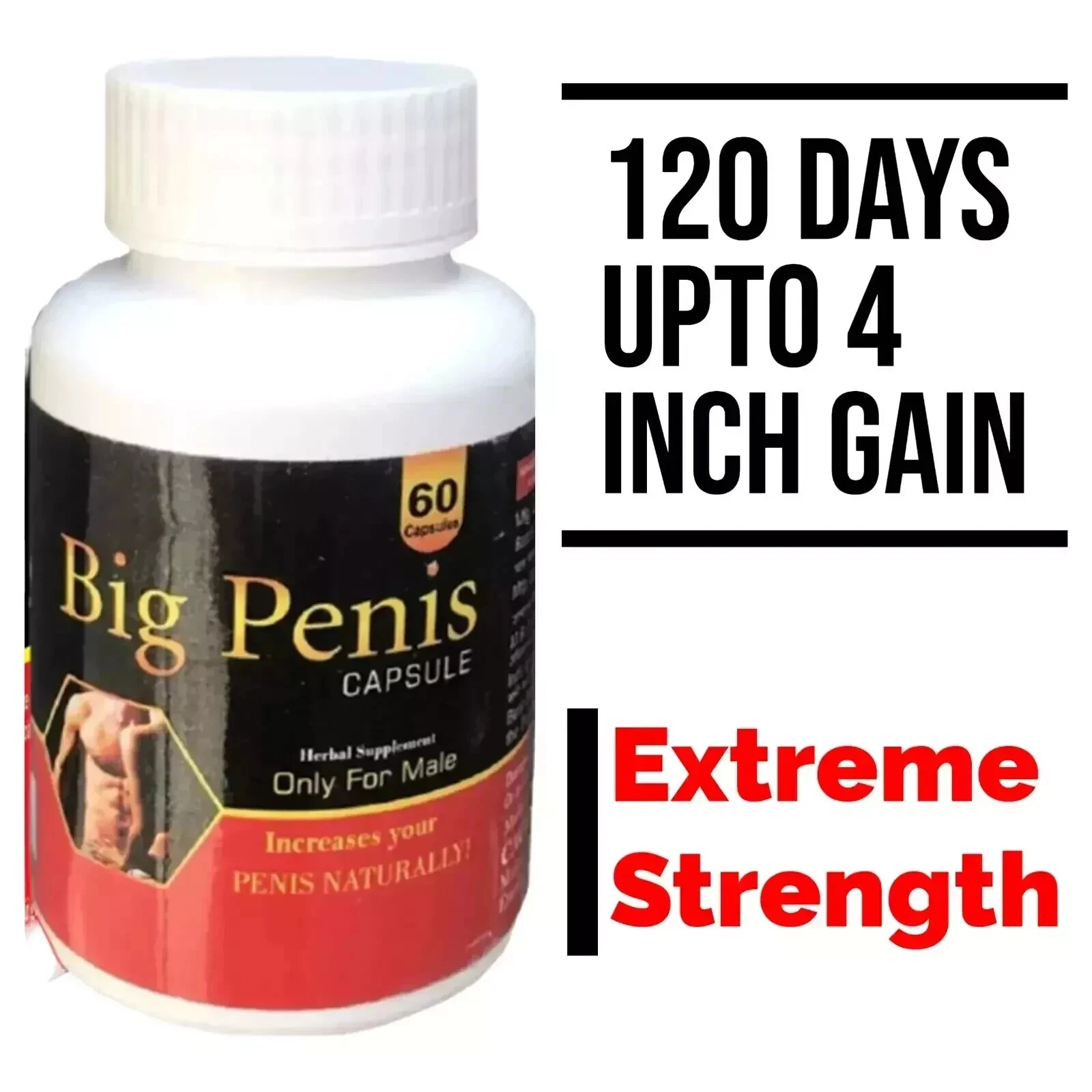 #1 NEW XXXL GAIN 12+ INCHES PENIS-ENLARGER GROWTH 60 CAPSULES ! FASTER GROWTH!!,