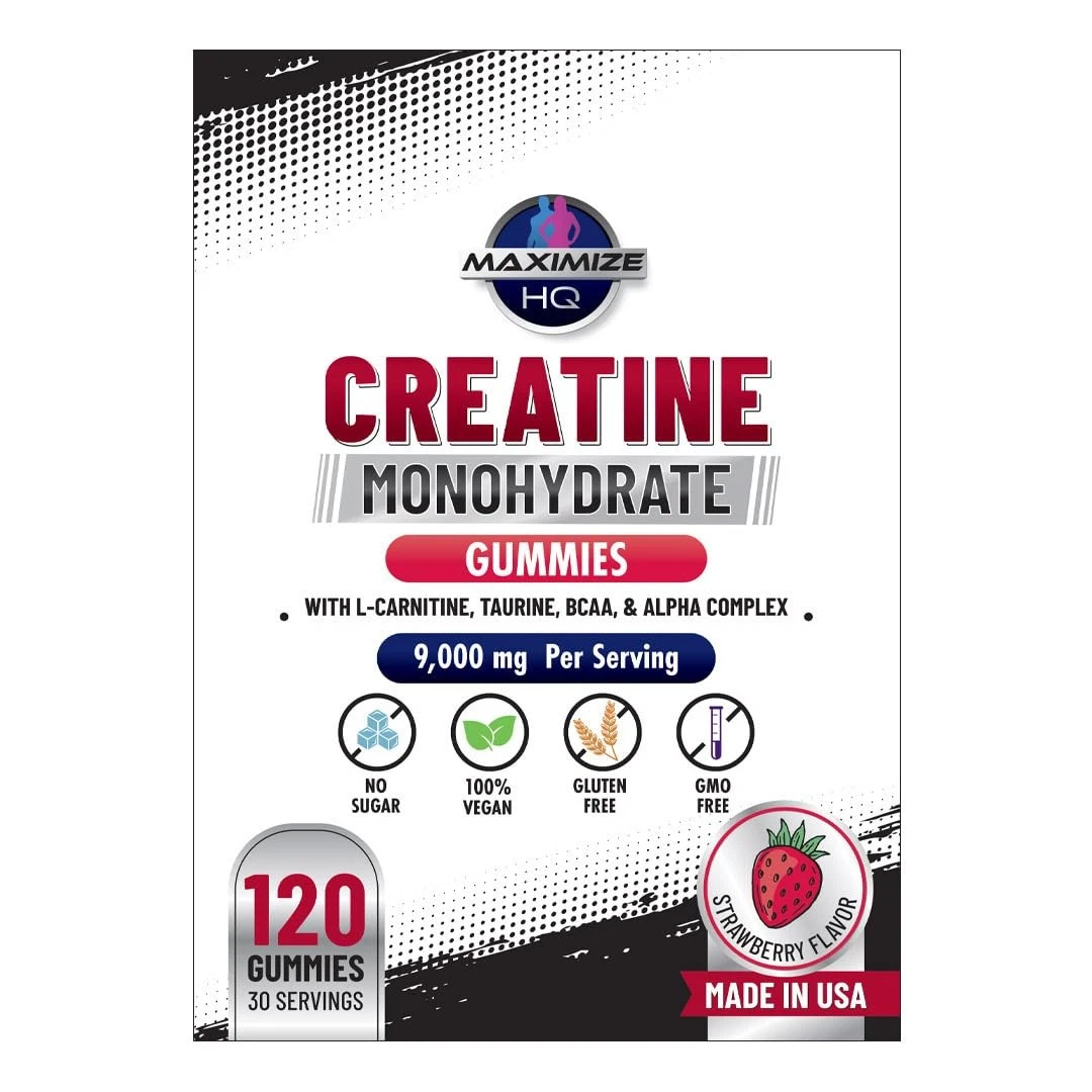 MaximizeHQ Creatine Monohydrate Gummies – Support Muscle Gain & Strength, 30